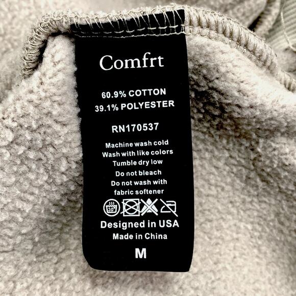 COMFRT Hoodie Medium Stone Grey Cozy Soft Cotton Blend Unisex Oversized EUC - Picture 5 of 5